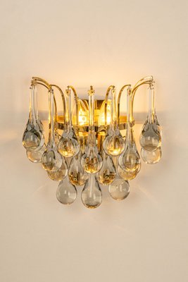 Large Golden Gilded Brass & Crystal Sconces by C.Palme, Germany, 1970s, Set of 2-UGR-1195092