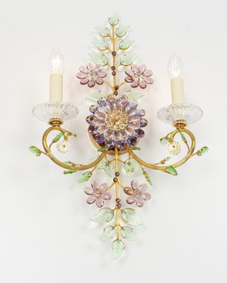 Large Gorgeous Flower Sconces Gilt Faceted Crystal Glass Bagues from Palwa, 1970s, Set of 2-UGR-1723557