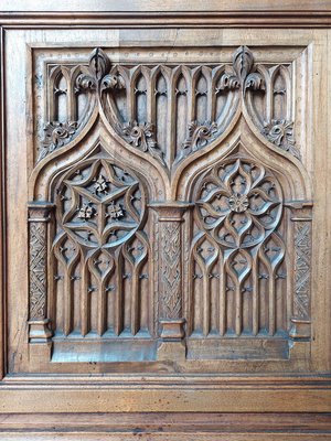 Large Gothic Revival Carved Walnut Armoire, France, 1890s-TDA-1376280