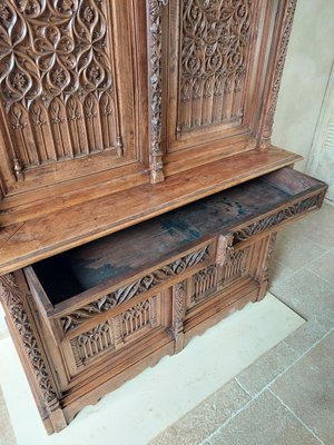 Large Gothic Revival Carved Walnut Armoire, France, 1890s-TDA-1376280