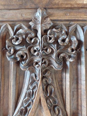 Large Gothic Revival Carved Walnut Armoire, France, 1890s-TDA-1376280