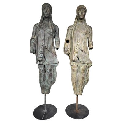 Large Greek Bronze Sculptures, 1940s, Set of 2-FDW-2039604