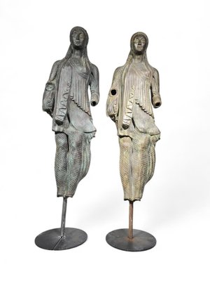 Large Greek Bronze Sculptures, 1940s, Set of 2-FDW-2039604