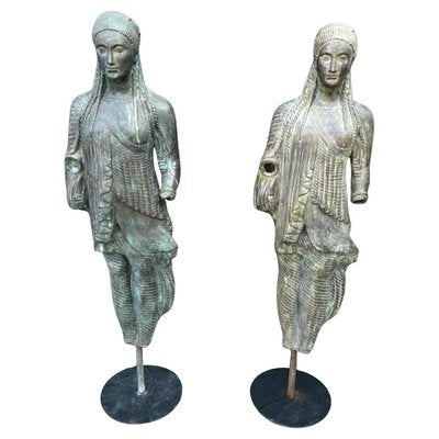 Large Greek Bronze Sculptures from the Achaean Period, 1940s, Set of 2-FDW-2021005