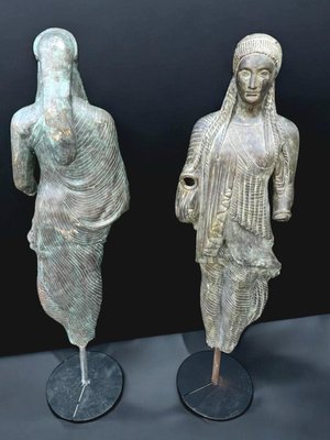 Large Greek Bronze Sculptures from the Achaean Period, 1940s, Set of 2-FDW-2021005