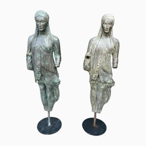 Large Greek Bronze Sculptures from the Achaean Period, 1940s, Set of 2-FDW-2021005