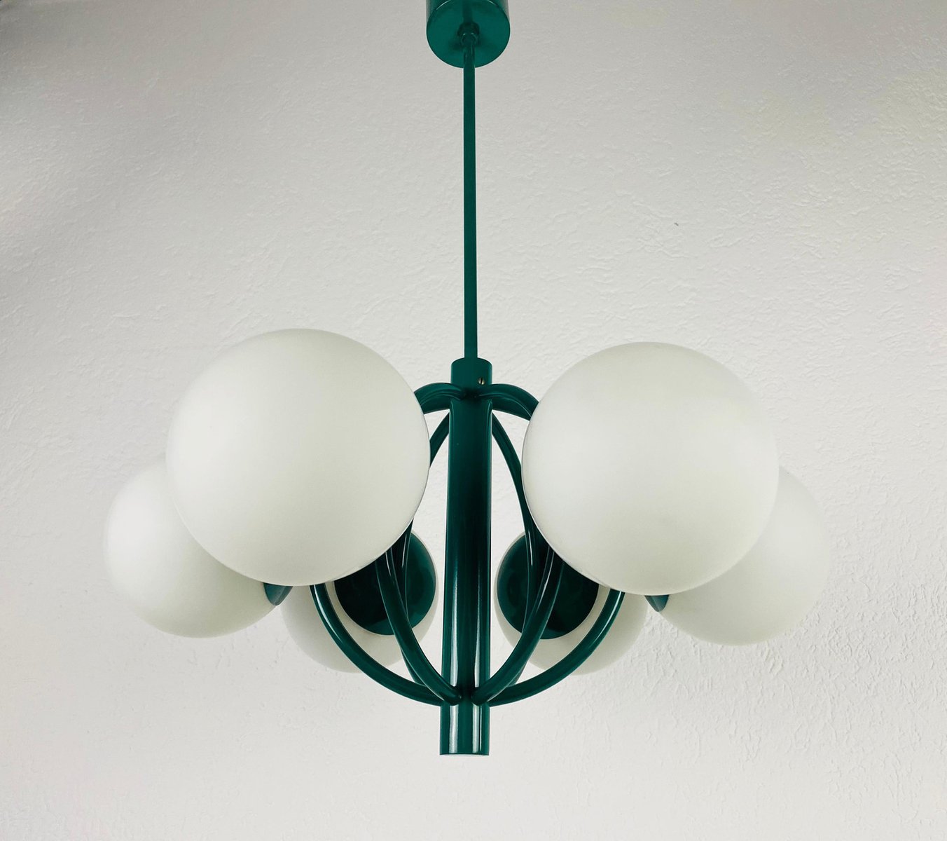 Large Green 6-Arm Space Age Chandelier from Kaiser, 1960s, Germany