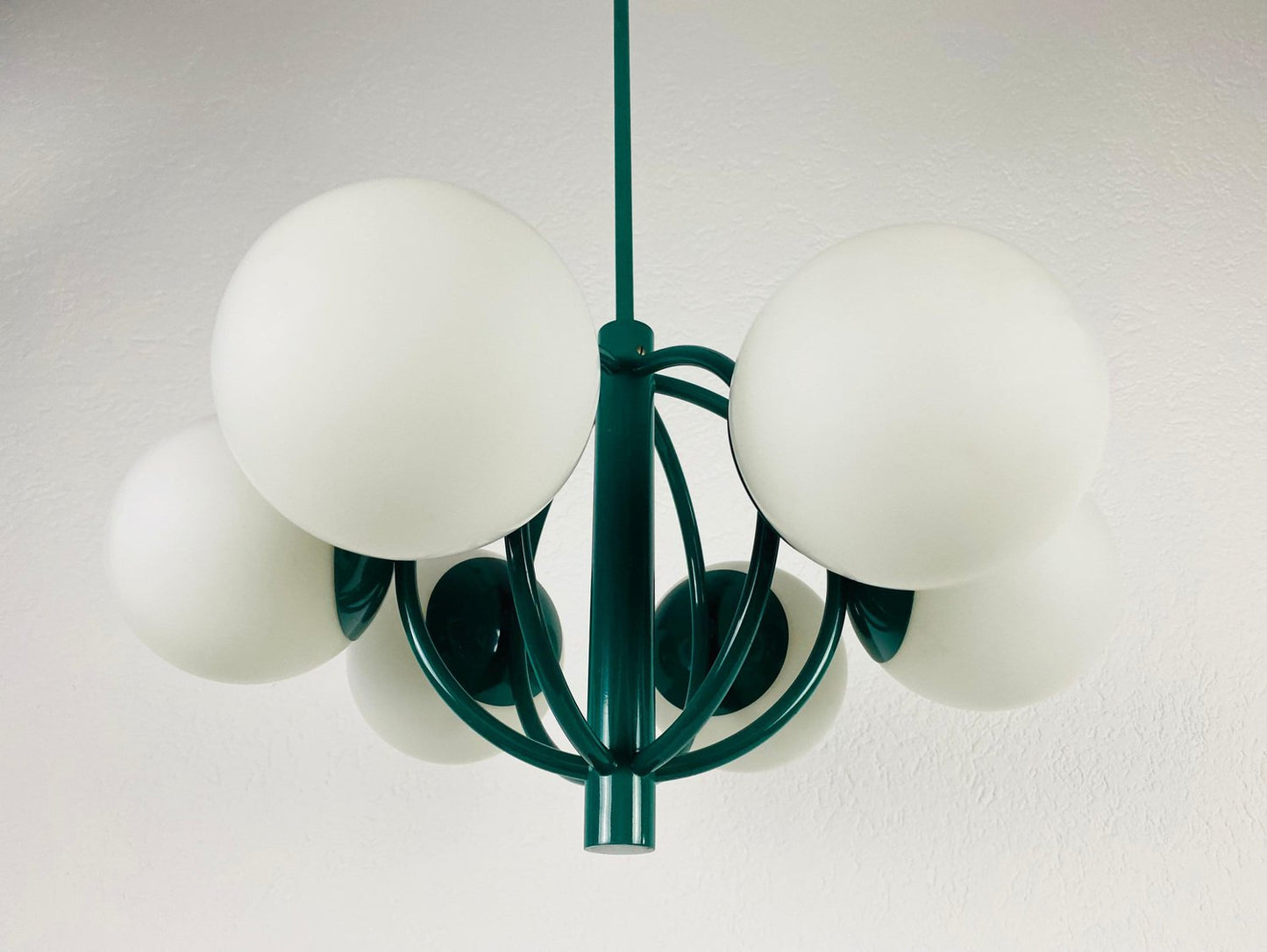 Large Green 6-Arm Space Age Chandelier from Kaiser, 1960s, Germany