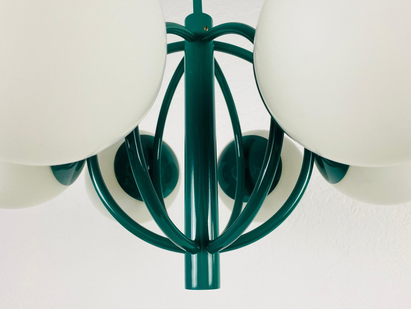 Large Green 6-Arm Space Age Chandelier from Kaiser, 1960s, Germany