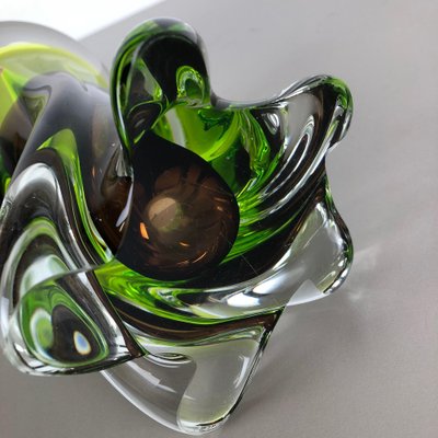 Large Green & Brown Hand Blown Crystal Glass Vase from Joska, Germany, 1970s-QZ-1053157