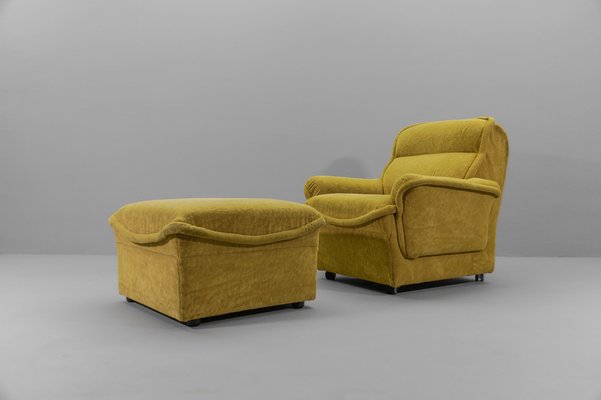 Large Green Sofa Set in Teddy Fabric, Italy, 1960s, Set of 6-KQB-1782008