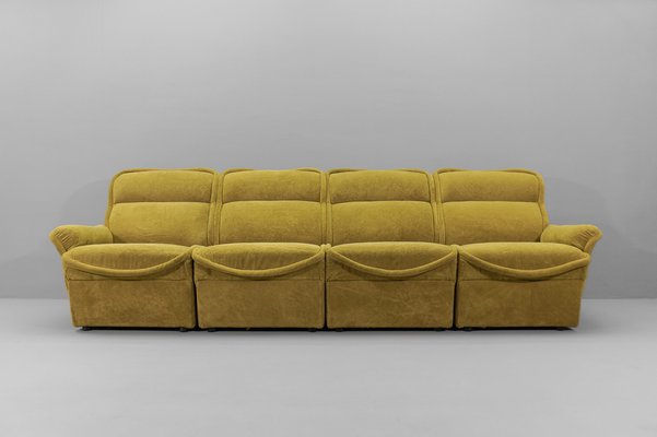 Large Green Sofa Set in Teddy Fabric, Italy, 1960s, Set of 6-KQB-1782008