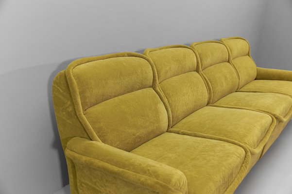 Large Green Sofa Set in Teddy Fabric, Italy, 1960s, Set of 6-KQB-1782008