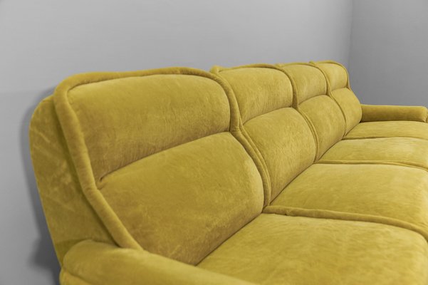 Large Green Sofa Set in Teddy Fabric, Italy, 1960s, Set of 6-KQB-1782008