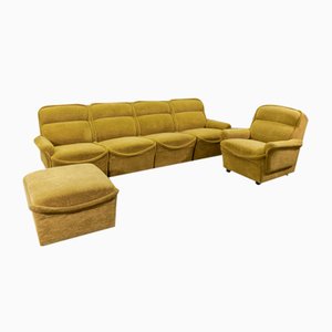 Large Green Sofa Set in Teddy Fabric, Italy, 1960s, Set of 6-KQB-1782008