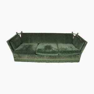 Large Green Velvet Sofa attributed to Maison Jansen, 1980s-KMQ-2040941