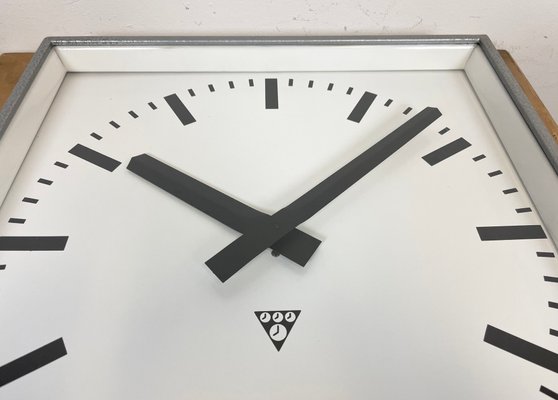 Large Grey Square Wall Clock from Pragotron, 1970s-CGF-1393535