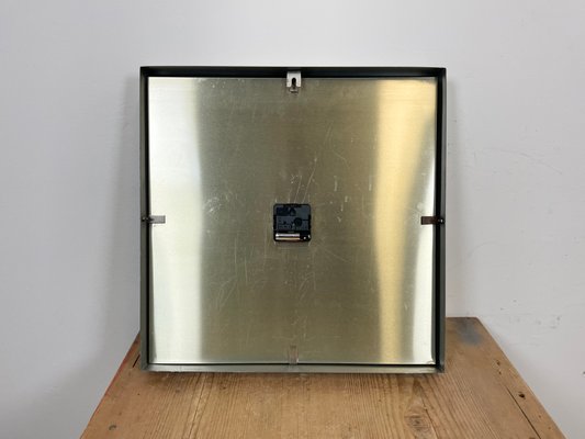 Large Grey Square Wall Clock from Pragotron, 1970s-CGF-1393535