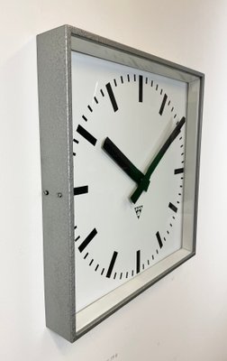 Large Grey Square Wall Clock from Pragotron, 1970s-CGF-1393535