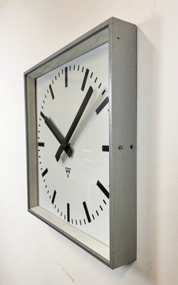 Large Grey Square Wall Clock from Pragotron, 1970s-CGF-1393535