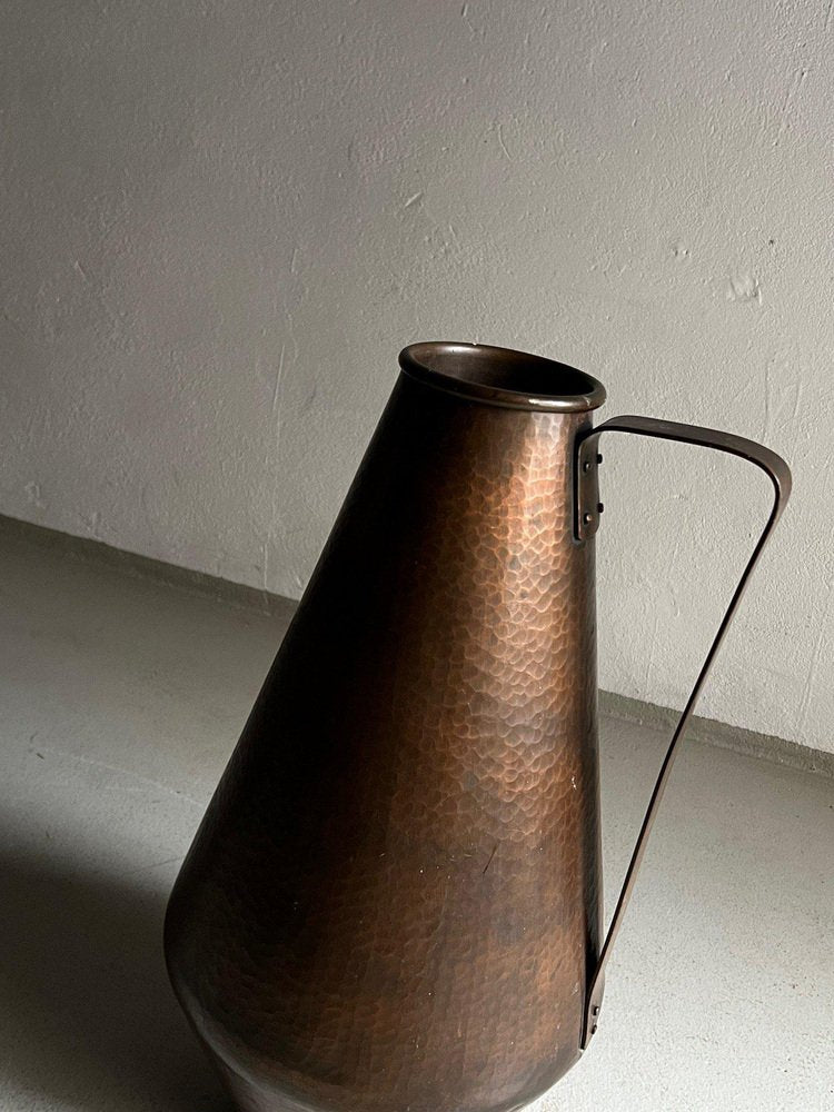 Large Hammered Copper Jug Vase | Eugen Zint | Germany | 1930s