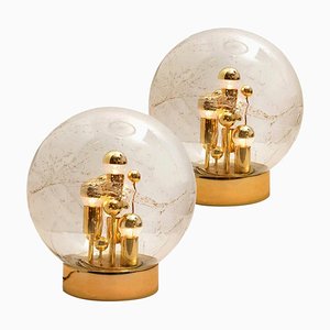 Large Hand Blown Bubble Glass Table Lamps, 1970s, Set of 2-VDW-920437