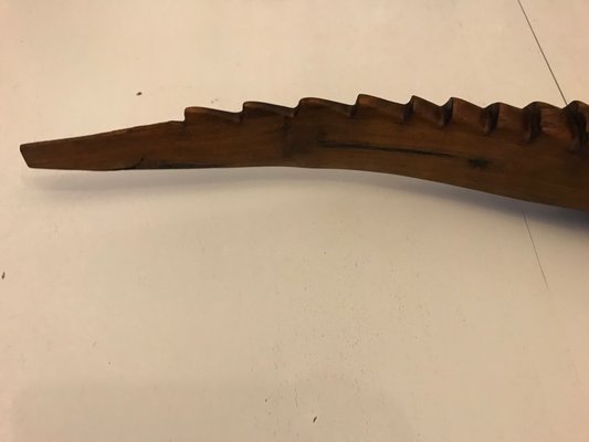 Large Hand-Carved Mahogany Crocodile Sculpture, 1970s-WQQ-1326345