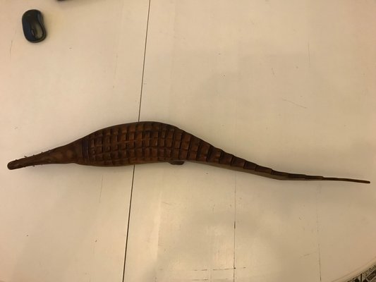 Large Hand-Carved Mahogany Crocodile Sculpture, 1970s-WQQ-1326345