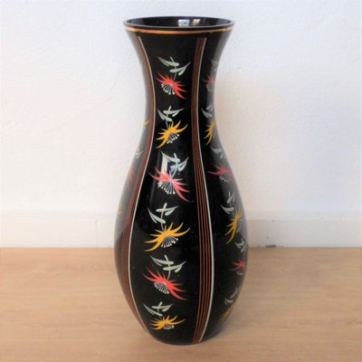 Large Hand-Painted Glass Vase from Ilmenau, 1950s-WK-1401249