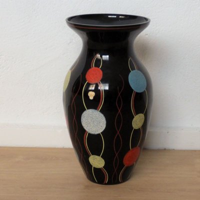 Large Hand-Painted Glass Vase from Ilmenau, 1950s-WK-1401251