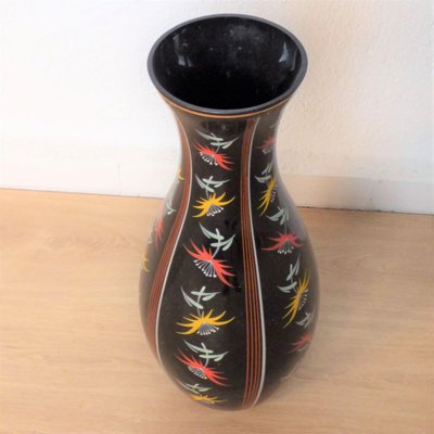 Large Hand-Painted Glass Vase from Ilmenau, 1950s-WK-1401249