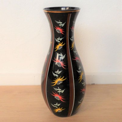 Large Hand-Painted Glass Vase from Ilmenau, 1950s-WK-1401249