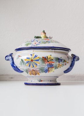 Large Hand Painted Terracotta Tureen by Montagnon, 1900s-JWI-1327964