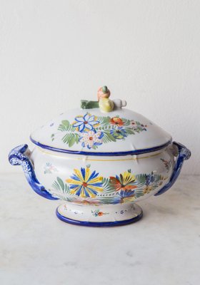 Large Hand Painted Terracotta Tureen by Montagnon, 1900s-JWI-1327964