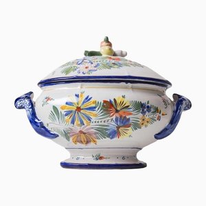 Large Hand Painted Terracotta Tureen by Montagnon, 1900s-JWI-1327964