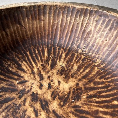 Large Handcrafted Wooden Dough Bowl, Japan, 1890s-DWL-1786932