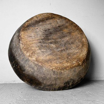 Large Handcrafted Wooden Dough Bowl, Japan, 1890s-DWL-1786932