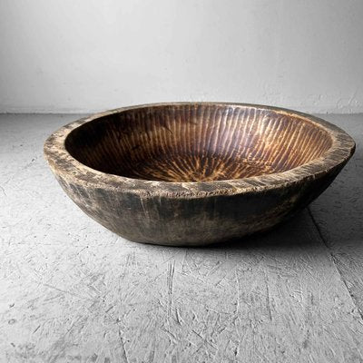 Large Handcrafted Wooden Dough Bowl, Japan, 1890s-DWL-1786932