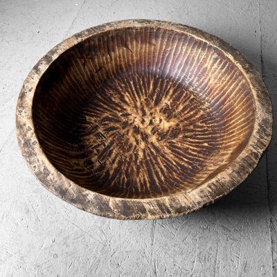 Large Handcrafted Wooden Dough Bowl, Japan, 1890s-DWL-1786932