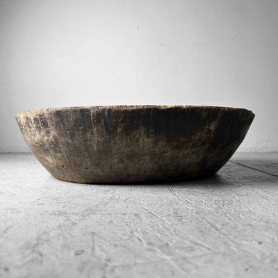 Large Handcrafted Wooden Dough Bowl, Japan, 1890s-DWL-1786932