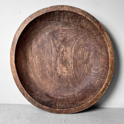 Large Handcrafted Wooden Dough Bowl, Japan, 1920s-DWL-1786946