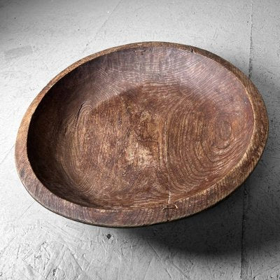 Large Handcrafted Wooden Dough Bowl, Japan, 1920s-DWL-1786946