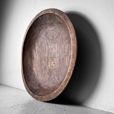 Large Handcrafted Wooden Dough Bowl, Japan, 1920s-DWL-1786946