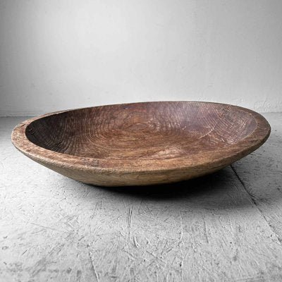 Large Handcrafted Wooden Dough Bowl, Japan, 1920s-DWL-1786946