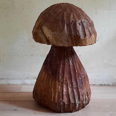 Large Handcrafted Wooden Mushroom, 1960s-SJU-1452955