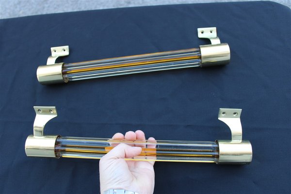 Large Handles in Murano Glass and Brass, 1950, Set of 2-EH-1798343