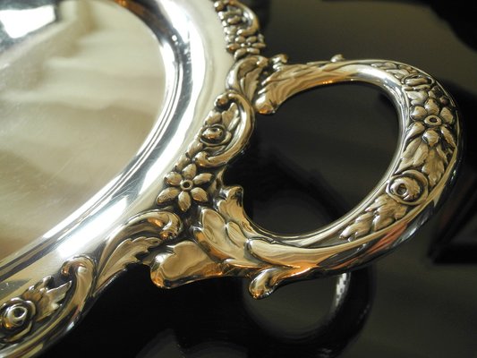 Large Handmade Sterling Silver Platter, 1930s-LXP-953592