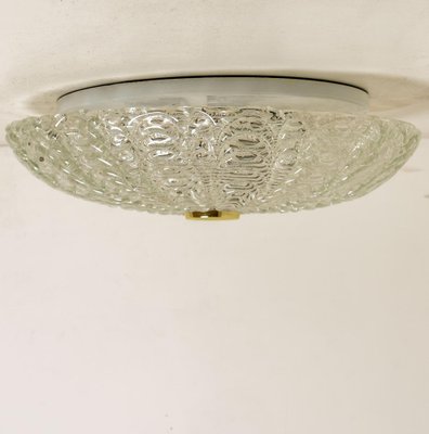 Large Handmade Thick Glass & Brass Flush Mount from Hille, 1960s-VDW-1313442