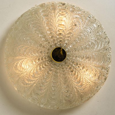 Large Handmade Thick Glass & Brass Flush Mount from Hille, 1960s-VDW-1313442