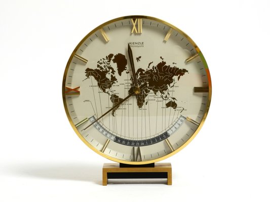 Large Heavy Battery-Operated Brass World Clock by Heinrich Johannes Möller for Kienzle, 1978-RR-2043162